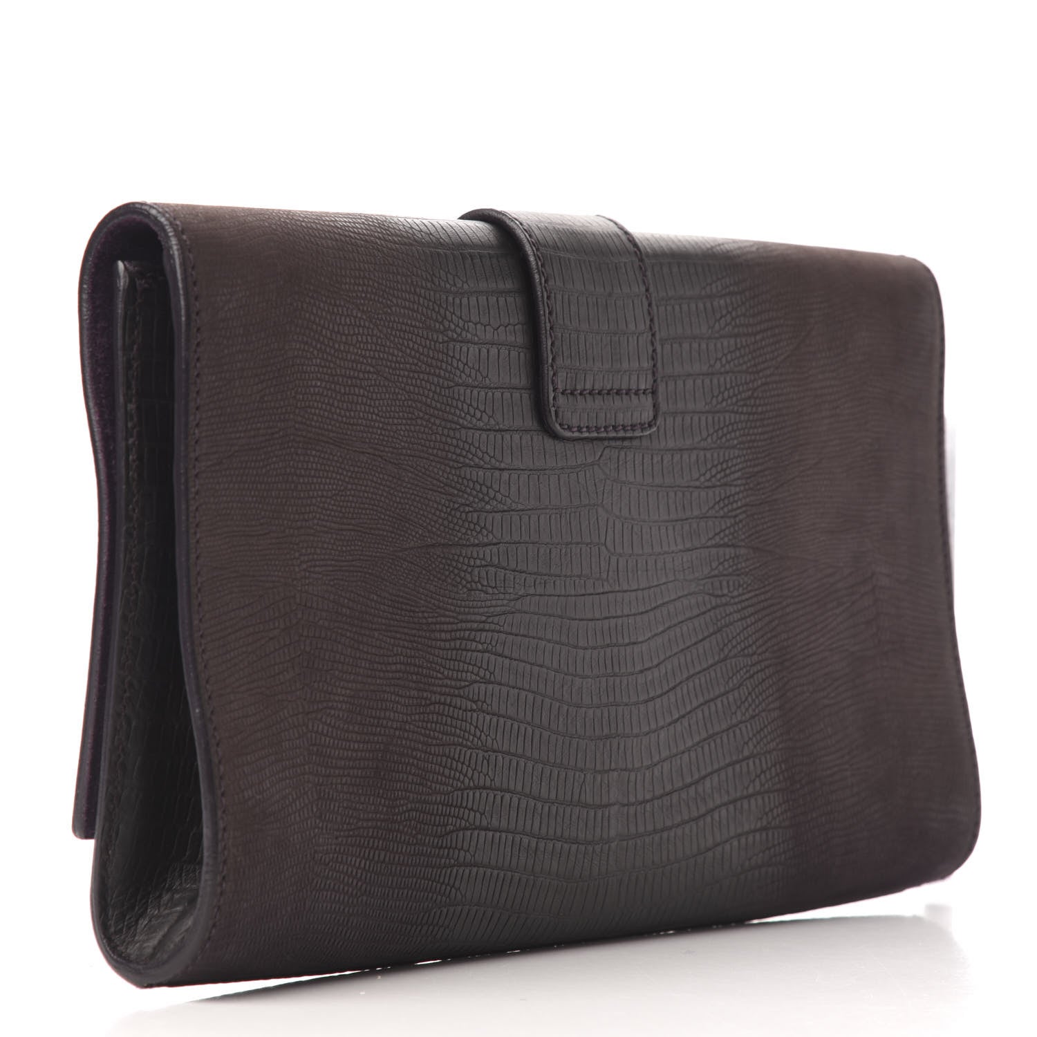 Saint Laurent Calfskin Lizard Embossed Classic Y Clutch Brown 3 of 6
