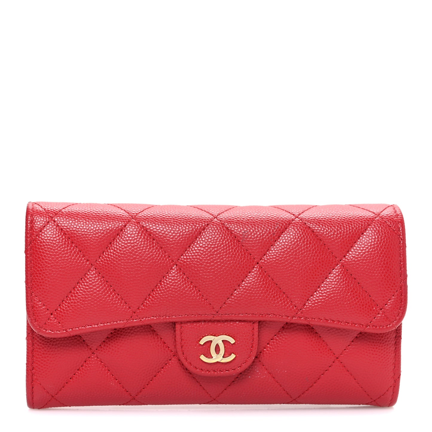 Caviar Quilted Medium Flap Wallet Red