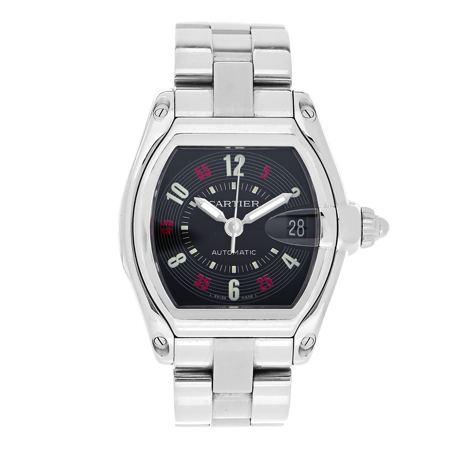 Cartier Stainless Steel 37mm Roadster Automatic Watch Black 1 of 7