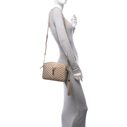 Saint Laurent Calfskin Matelasse Monogram Lou Camera Bag Dark Beige 2 of 10