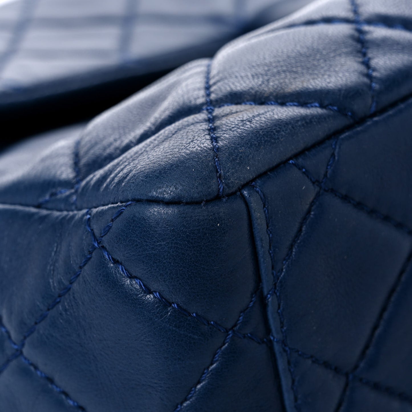 Lambskin Quilted XL Jumbo Single Flap Blue