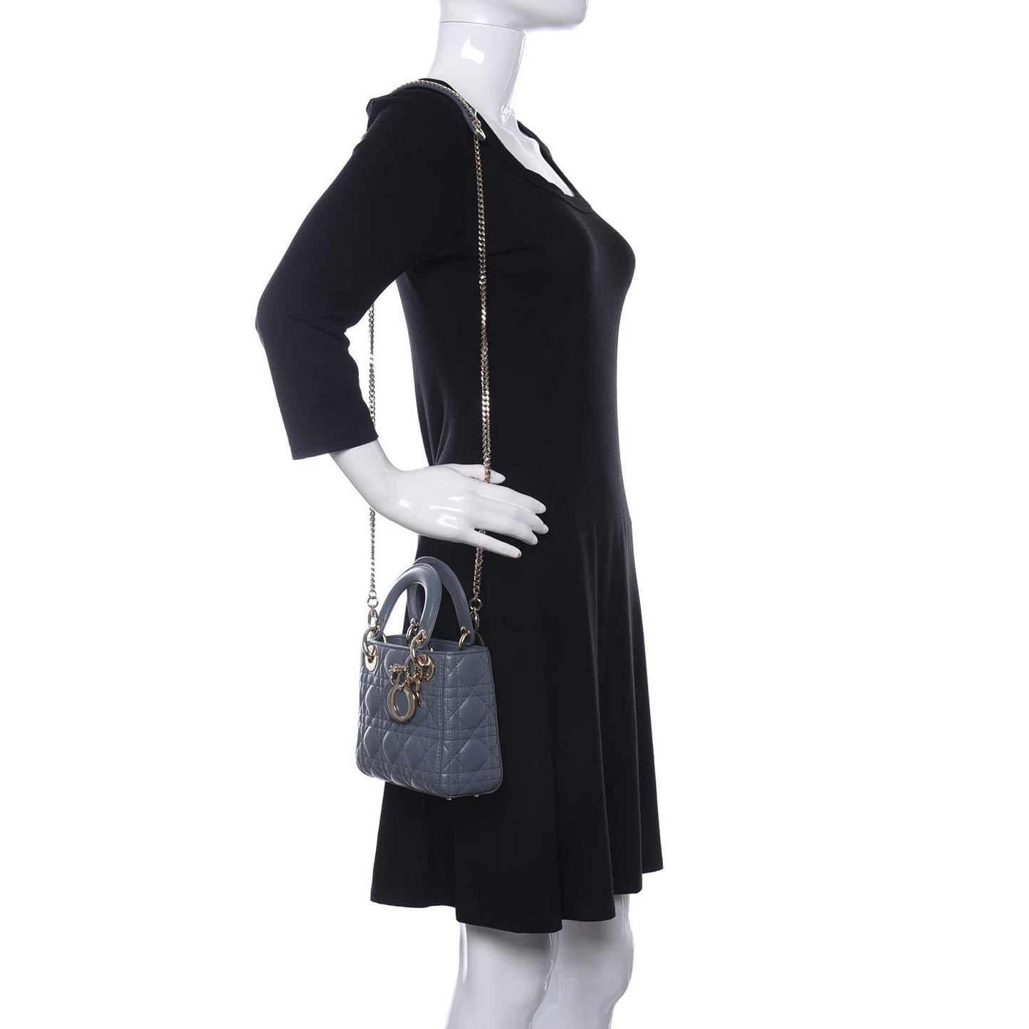 Lambskin Cannage Mini Lady Dior Cloud Blue