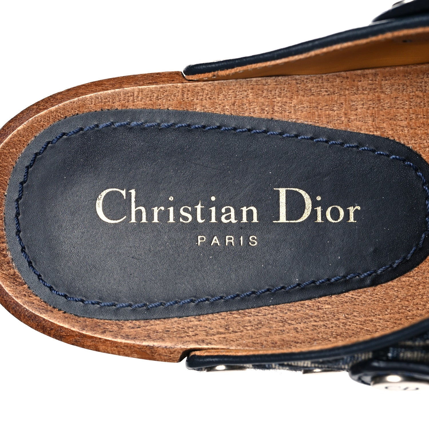 Christian Dior Canvas Oblique Diorquake 20mm Slingback Clogs 38 Deep Blue 8 of 9