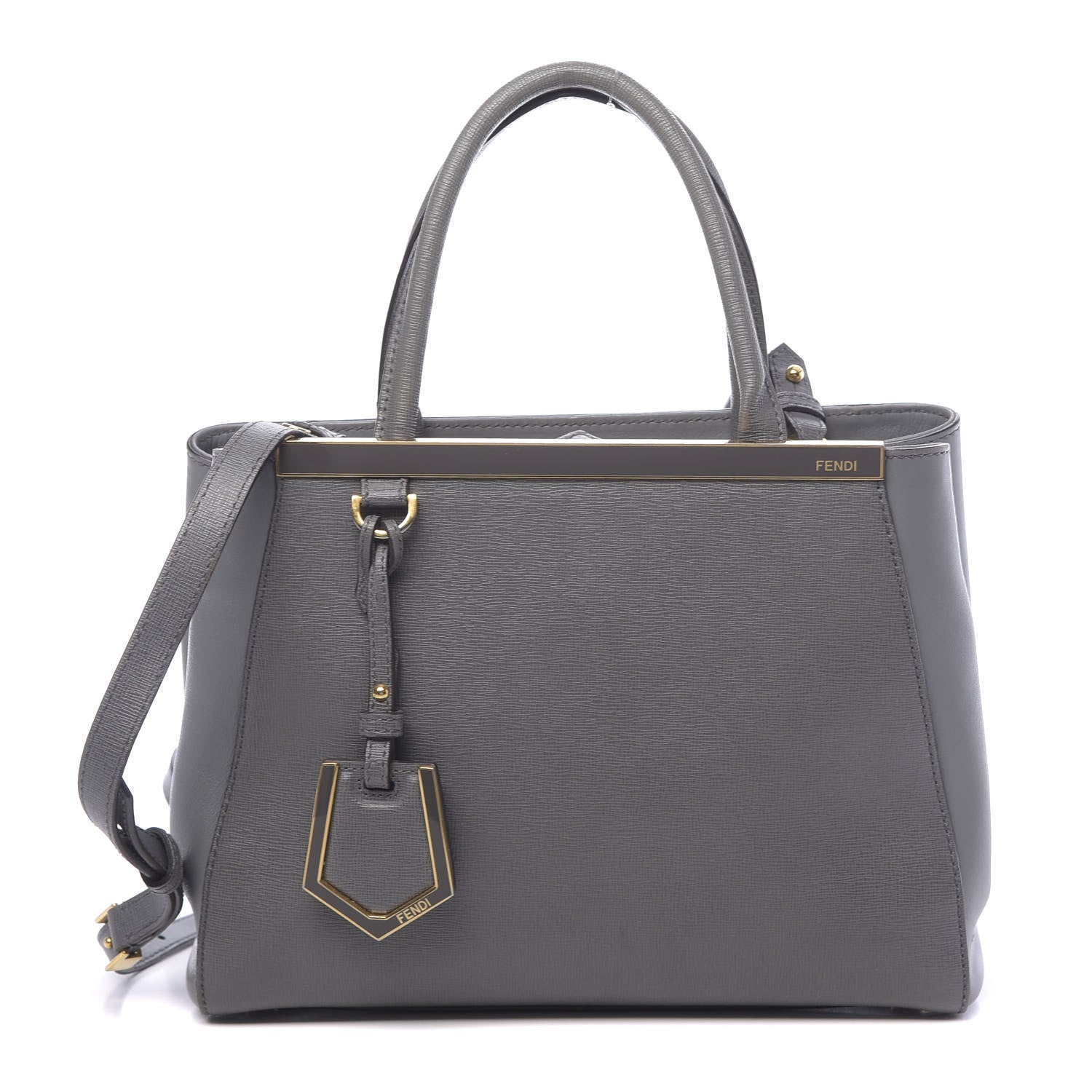 Fendi Vitello Elite Petite 2Jours Tote Grigio Grigio Chiaro 1 of 16
