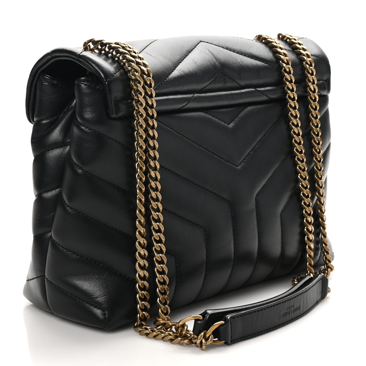 Saint Laurent Calfskin Y Quilted Monogram Small Loulou Chain Satchel Black 3 of 10