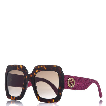Gucci Square Frame GG0102S Sunglasses Glitter Pink Multi 1 of 8