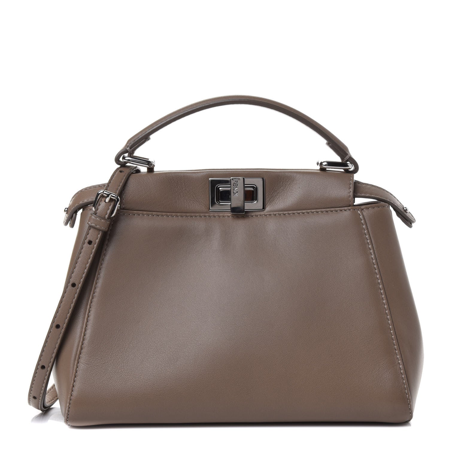 Fendi Nappa Mini Peekaboo Iconic Satchel Tortora 1 of 4