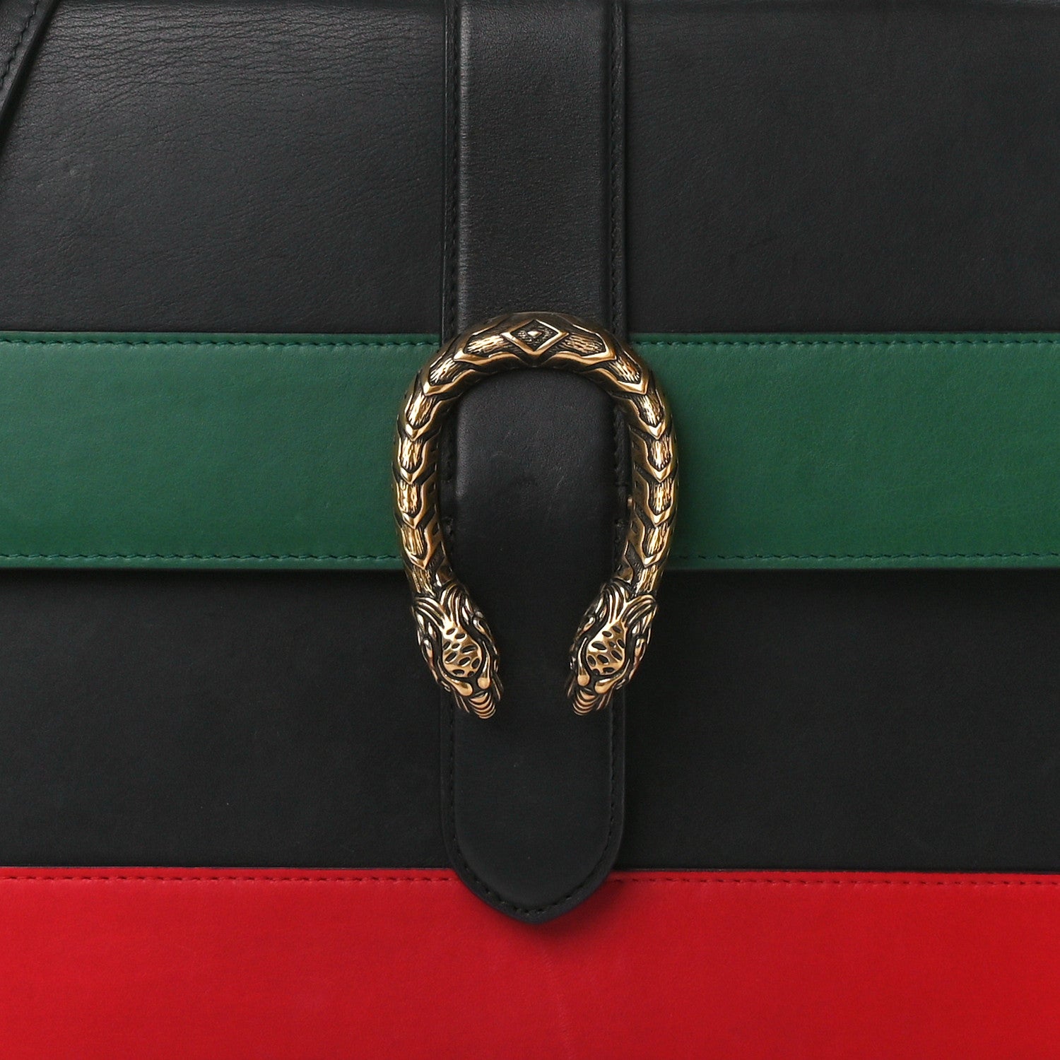 Gucci Calfskin Bamboo Web Large Dionysus Top Handle Bag Black Bright Evergreen Hibiscus Red 10 of 20
