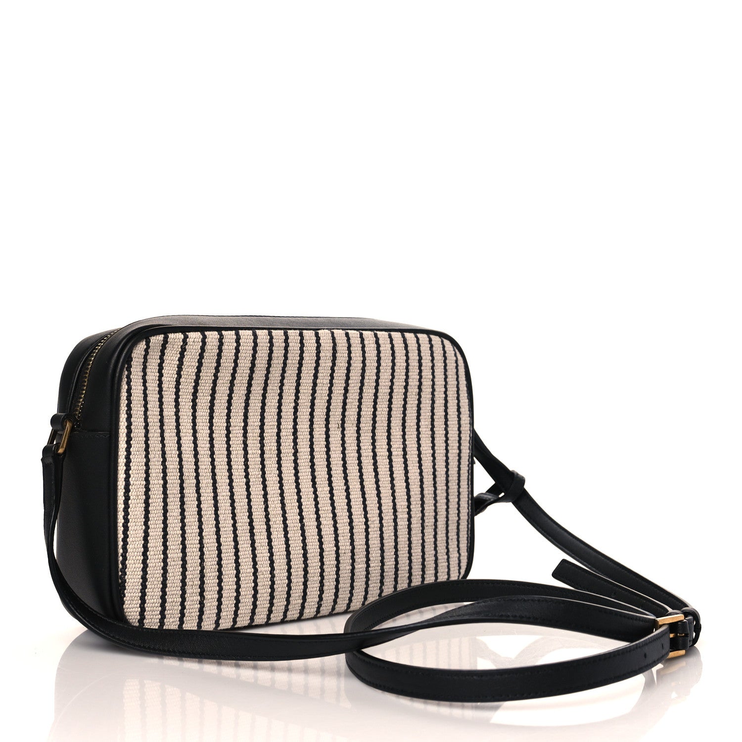 Saint Laurent Canvas Calfskin Monogram Lou Camera Bag Black Grey Cream 2 of 9