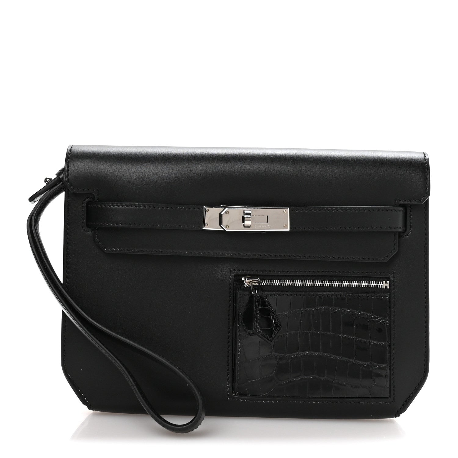 Hermes Swift Shiny Niloticus Crocodile Kelly Depeches 25 Pouch