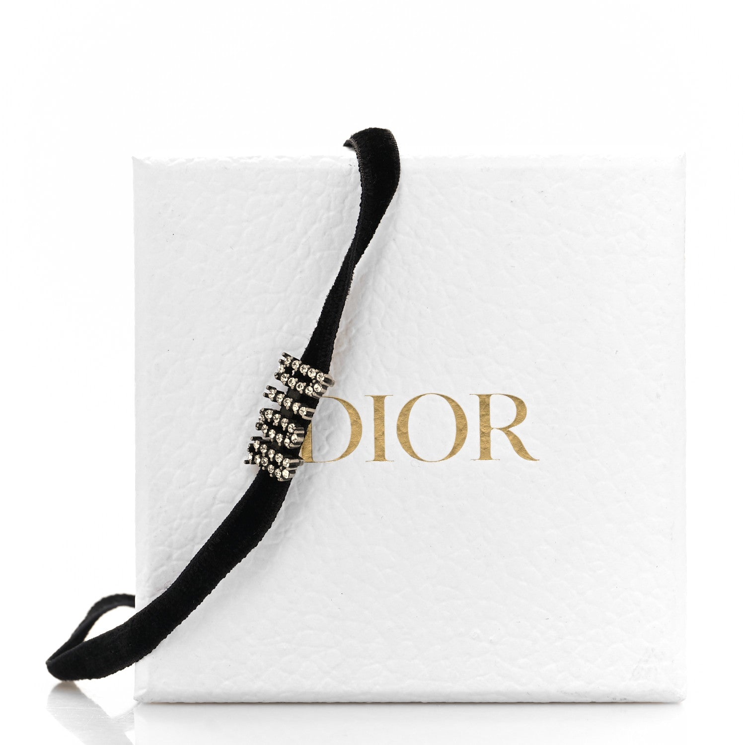 Christian Dior Velvet Crystal DIOR Choker Necklace Black 5 of 5