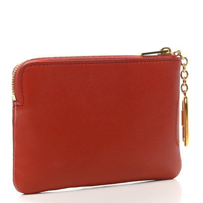 Celine Calfskin Medium Half Zip Multifunction Wallet Coin Purse Fox Red 7 of 18