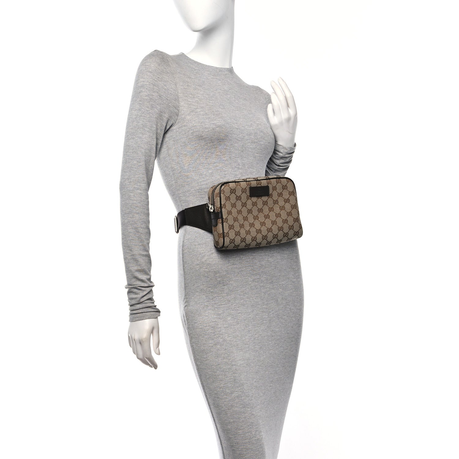 Gucci Monogram Dollar Calfskin Belt Bag Beige Ebony Testa di Moro Marrone Scuro 2 of 10