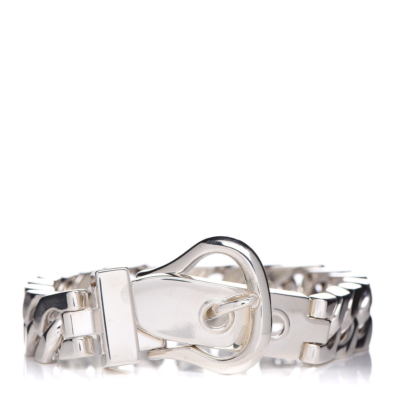 Hermes Sterling Silver Cuban Buckle Bracelet 1 of 4