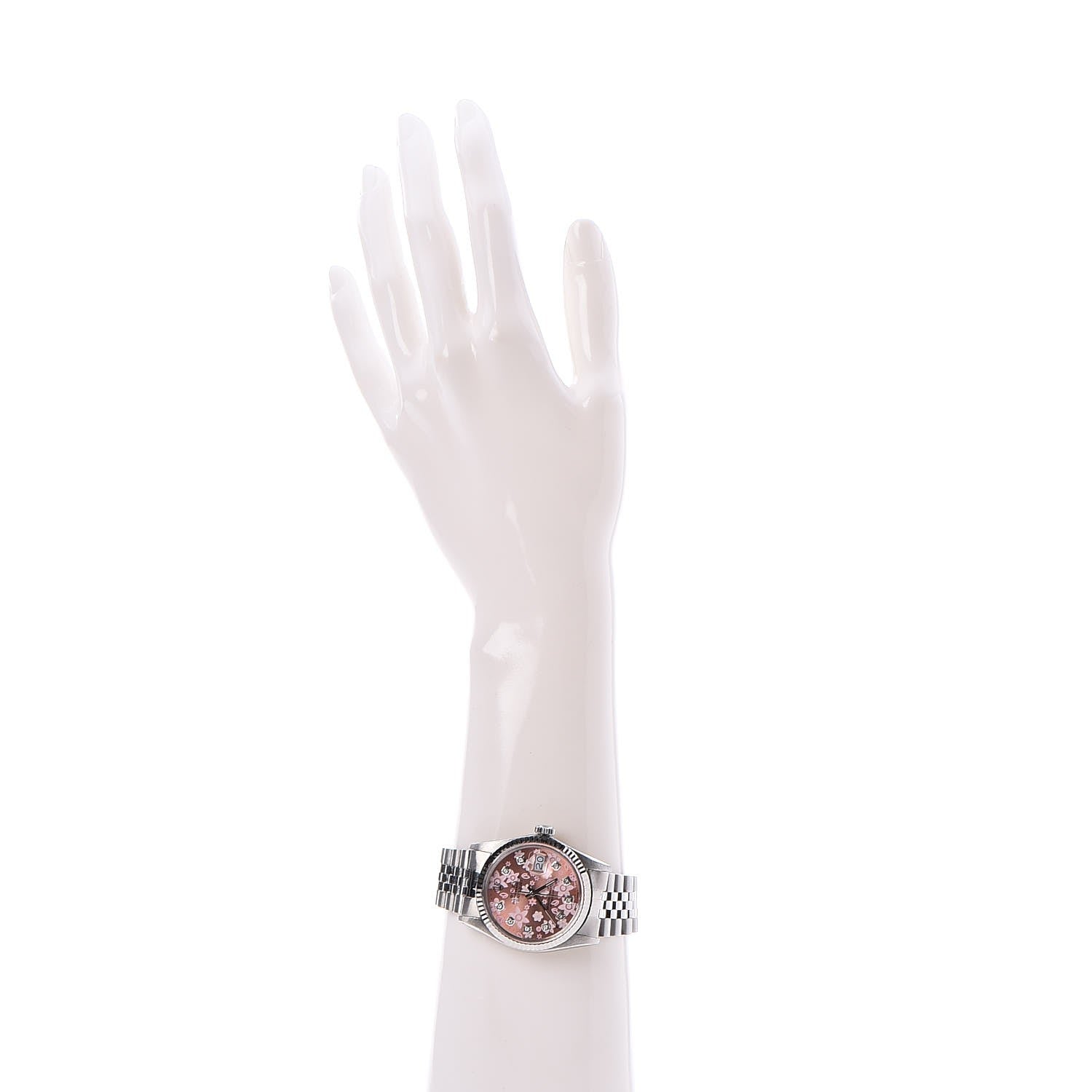Rolex Stainless Steel 18K White Gold Diamond 36mm Oyster Perpetual Datejust Watch Pink Flowers 16030 2 of 14