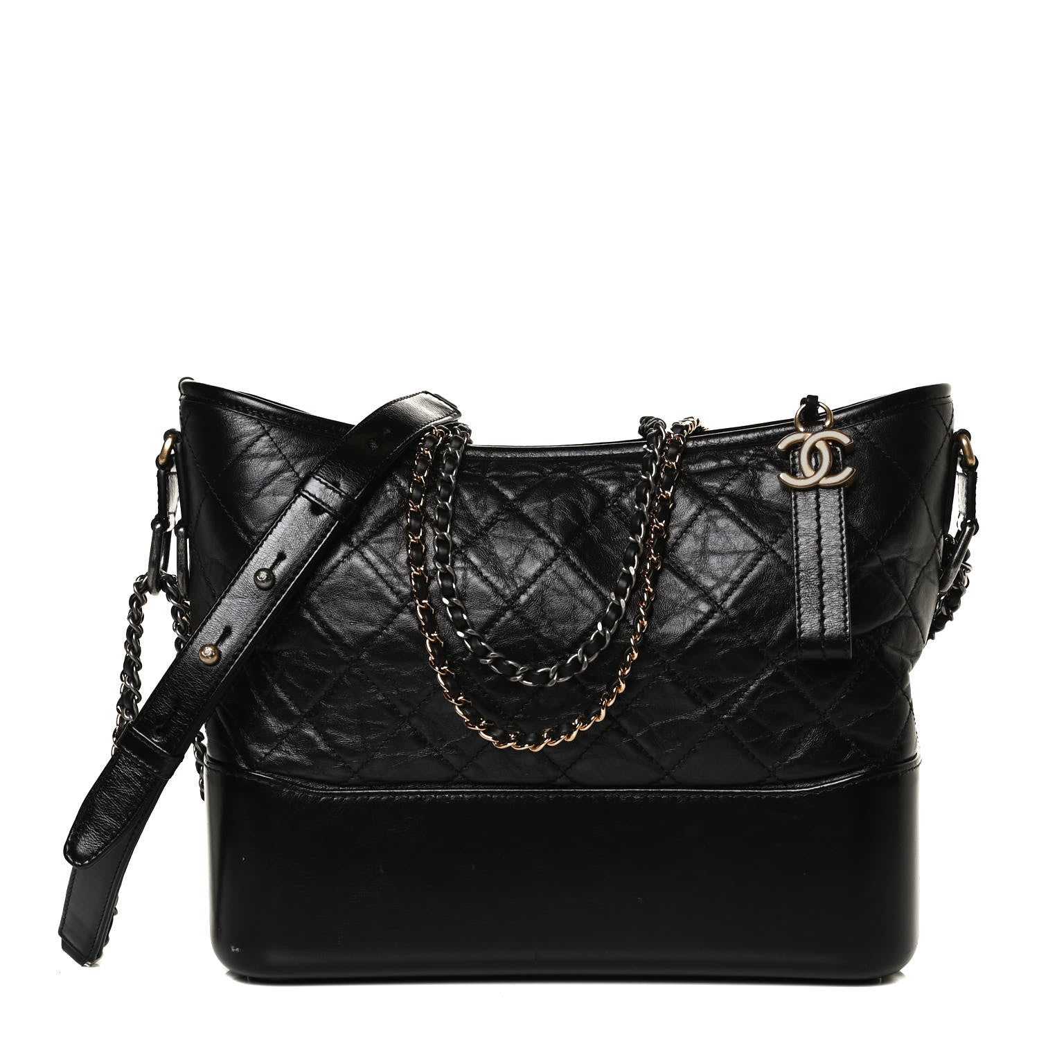 Chanel Aged Calfskin Quilted Medium Gabrielle Hobo Black 1 of 19