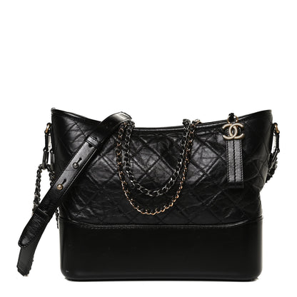 Chanel Aged Calfskin Quilted Medium Gabrielle Hobo Black 1 of 19