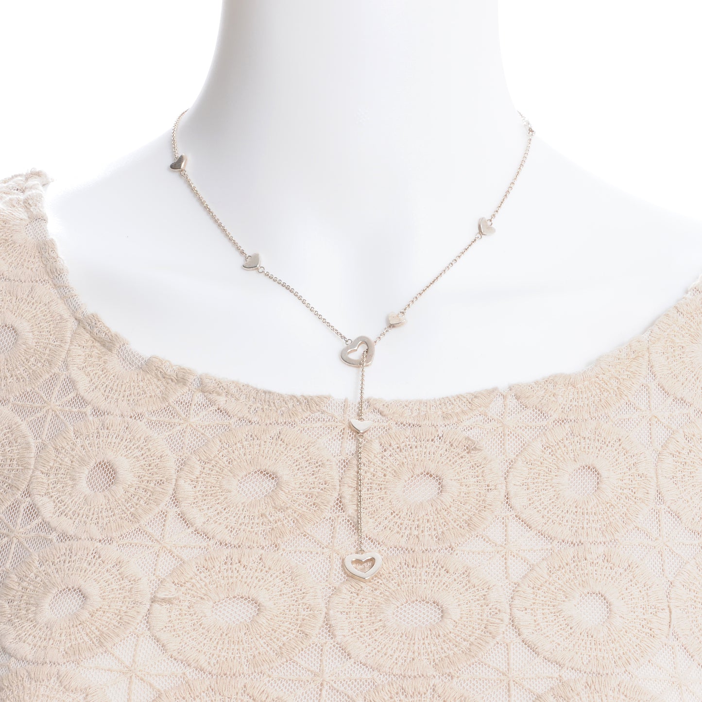 Sterling Silver Heart Lariat Necklace