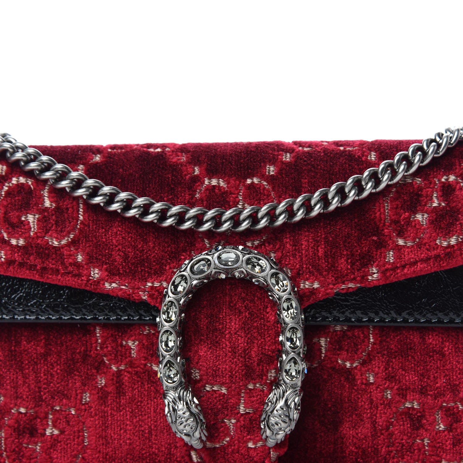 Gucci Velvet GG Monogram Super Mini Dionysus Shoulder Bag Red Cipria Black 9 of 9