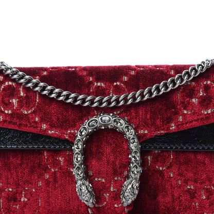 Gucci Velvet GG Monogram Super Mini Dionysus Shoulder Bag Red Cipria Black 9 of 9