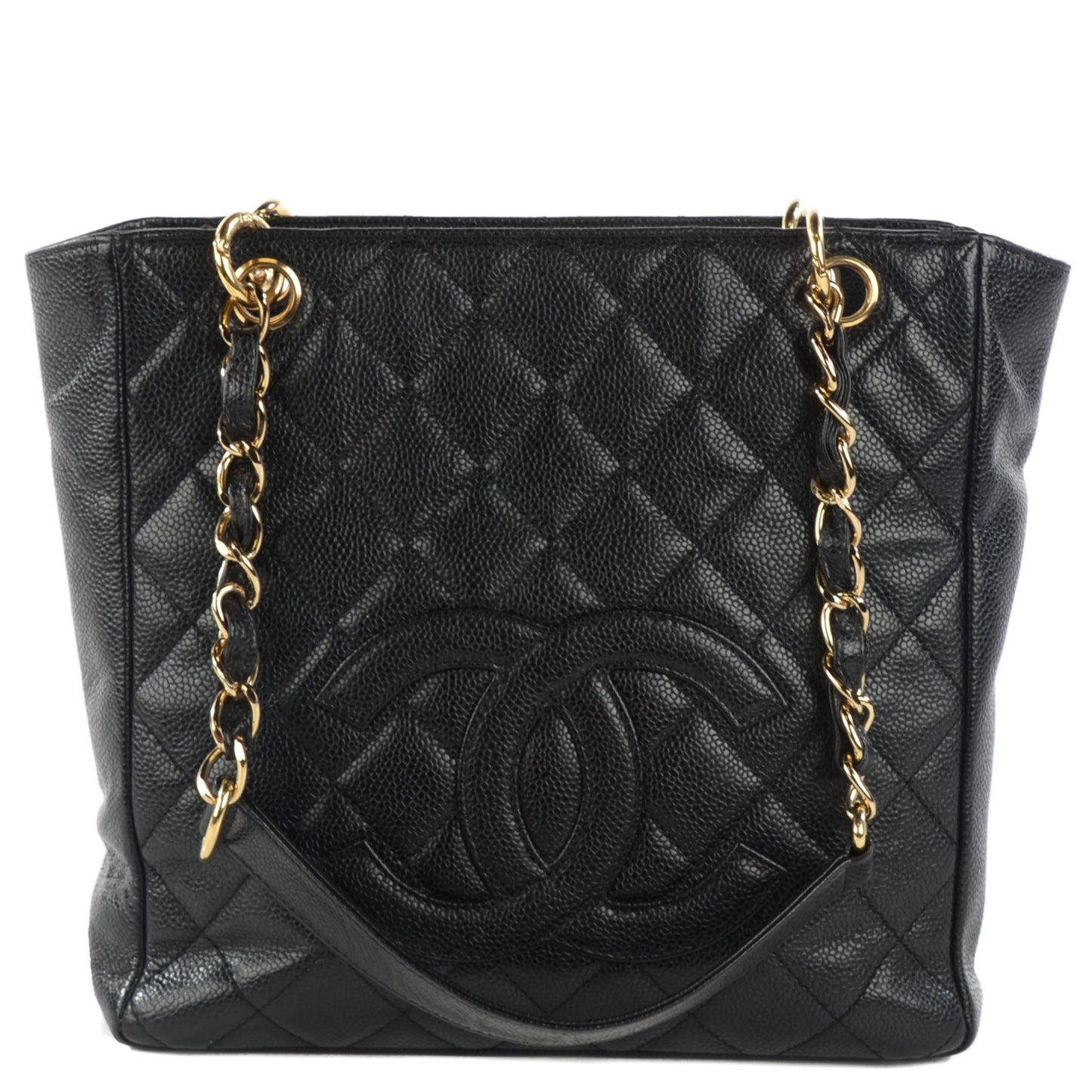 Caviar Quilted Petit Shopping Tote PST Black