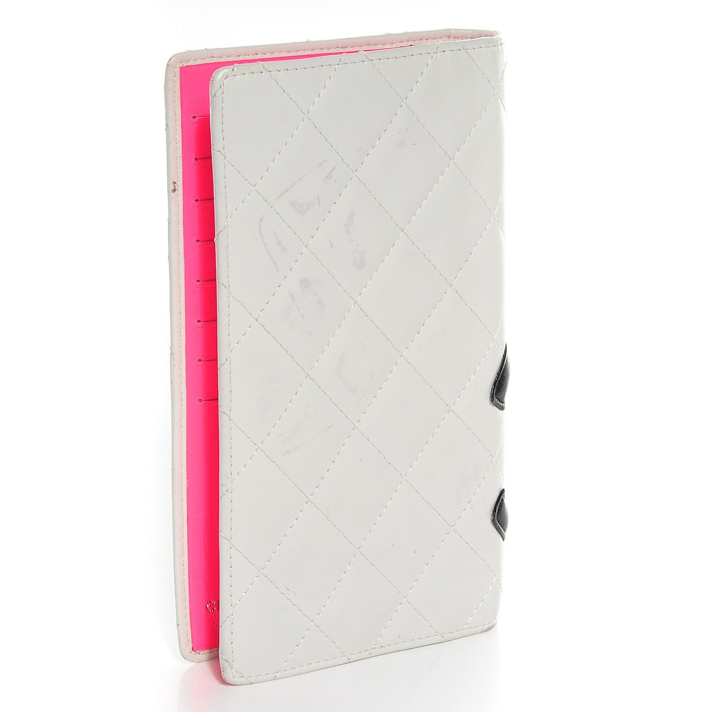 Calfskin Quilted Cambon Yen Wallet White