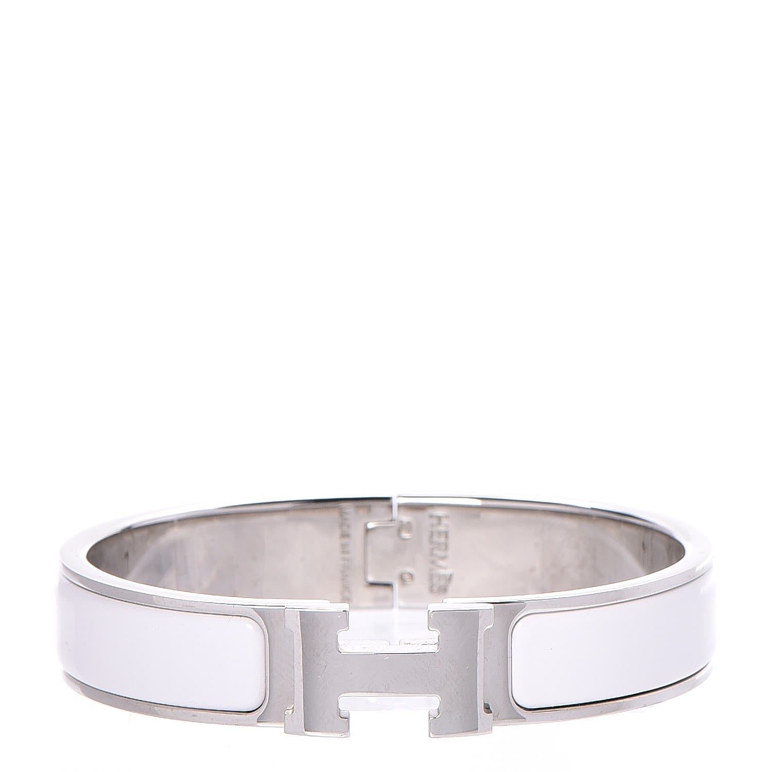 Hermes Enamel Narrow Clic Clac H Bracelet PM White 1 of 5