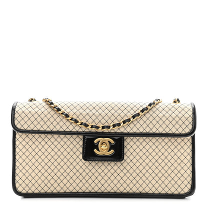 Chanel Patent Jersey Quilted Small Flap Ivory Black 1 of 12