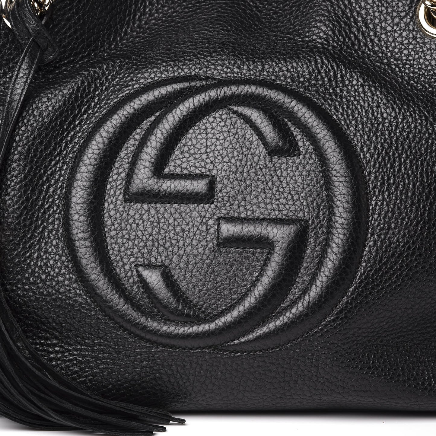 Pebbled Calfskin Medium Soho Chain Shoulder Bag Black