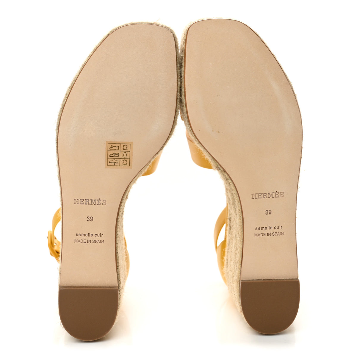 Hermes Goatskin Elda Espadrille Wedge Sandals 39 Jaune Sable 6 of 10