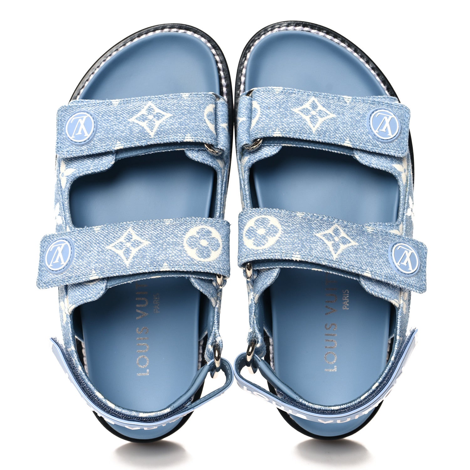 Louis Vuitton Monogram Denim Paseo Flat Comfort Sandals 35 Light Blue 2 of 8