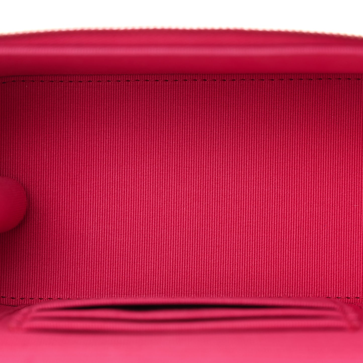 Lambskin Quilted Small Top Handle Vanity Case With Chain Dark Pink