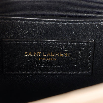 Saint Laurent Grain De Poudre Textured Mixed Matelasse Triquilt Small Monogram Satchel Dark Beige 6 of 11
