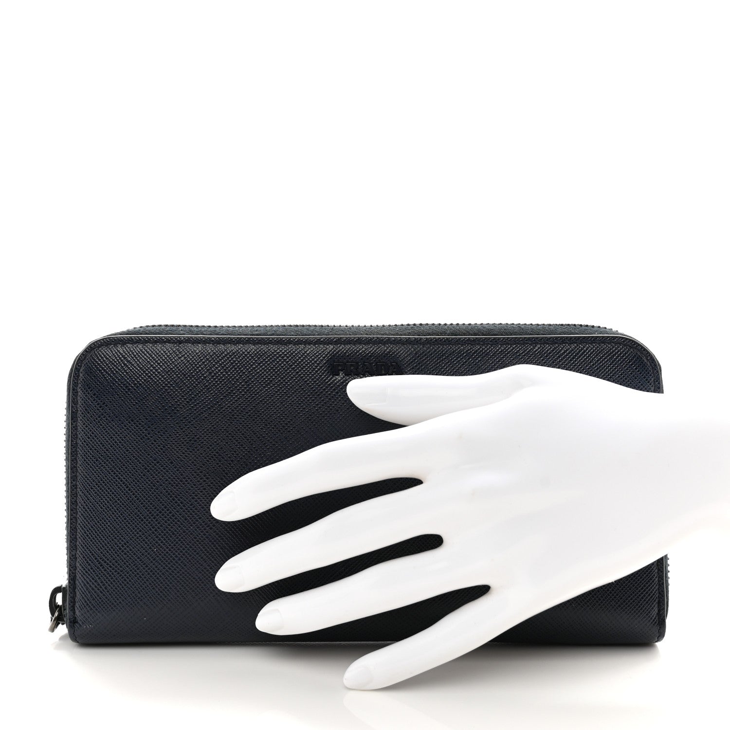 Prada Saffiano Zip Around Wallet Baltico 2 of 11