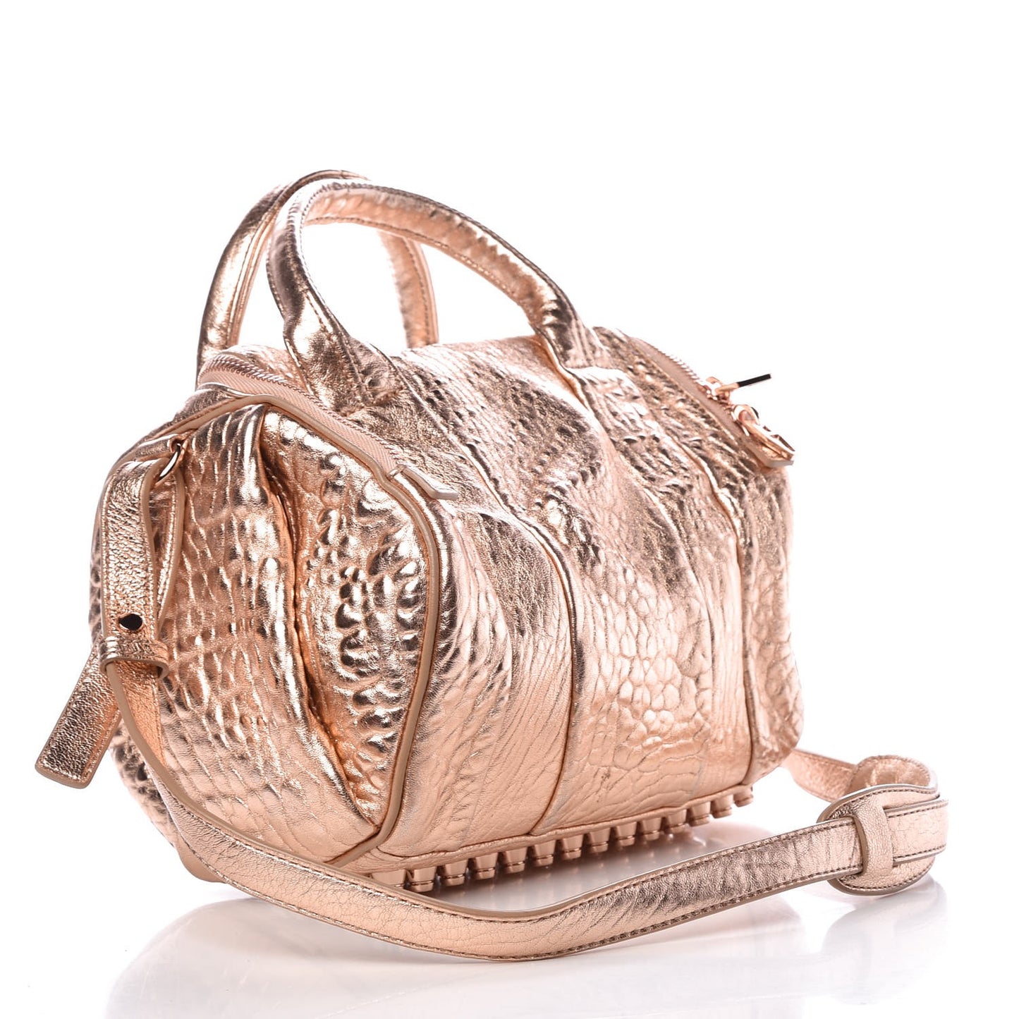 Metallic Pebbled Lambskin Rockie Rose Gold Hardware