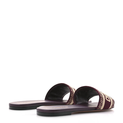 Christian Dior Canvas Embroidered Dway Mules Slide Sandals 40.5 Burgundy 5 of 9