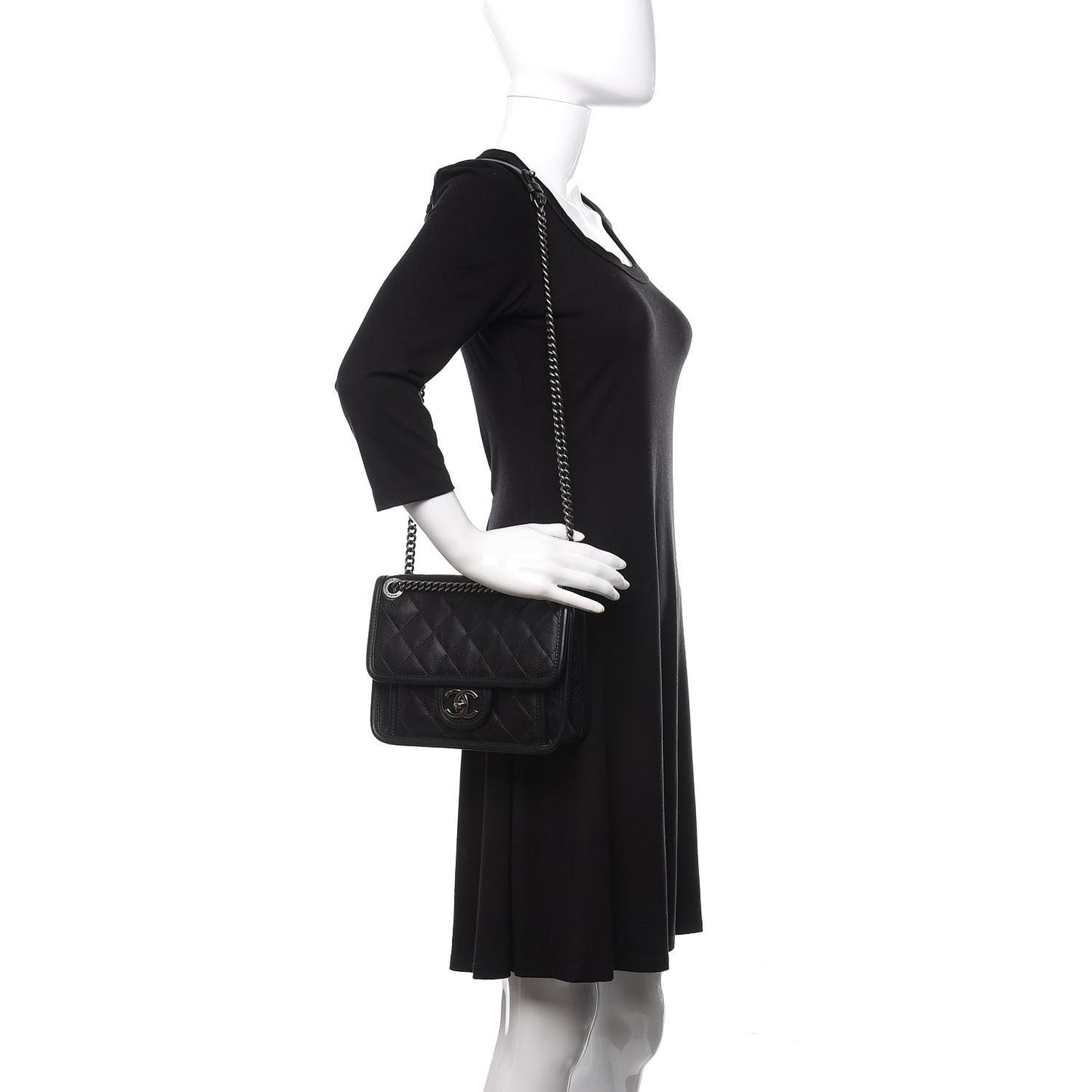 Calfskin Quilted Mini French Riviera Flap Black