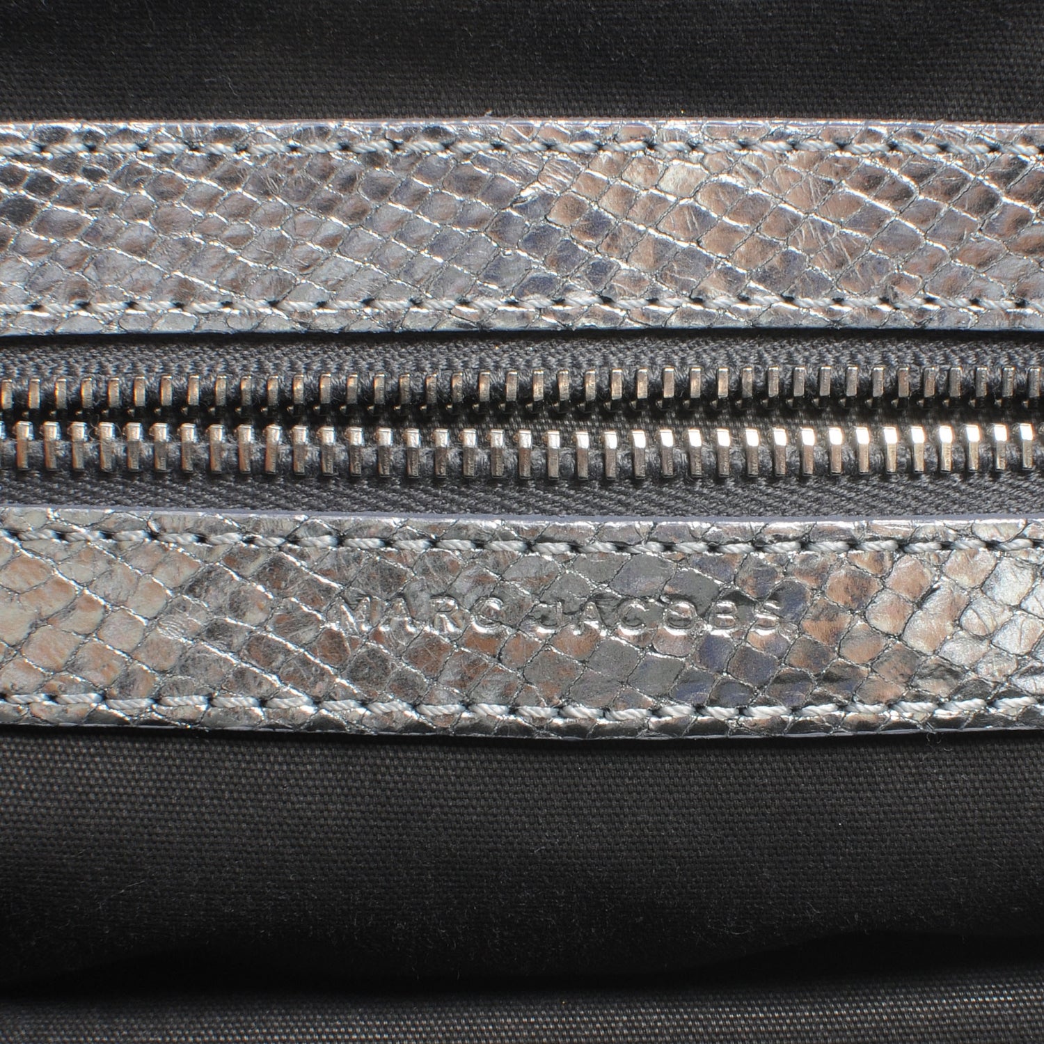 Marc Jacobs Python Embossed Leather Stardust Stam Silver 6 of 7