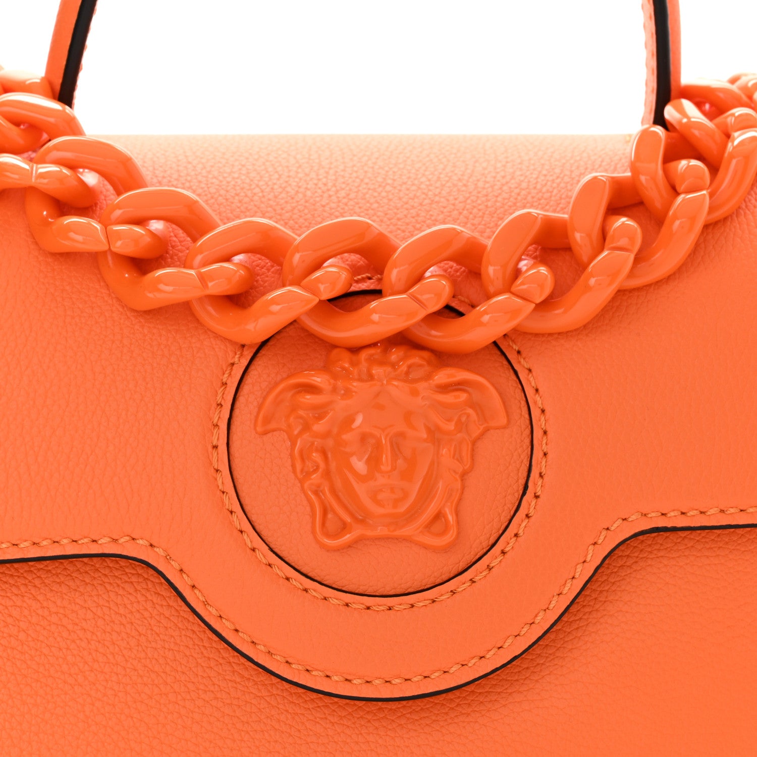 Versace Grained Calfskin Medium La Medusa Bag Orange 7 of 9
