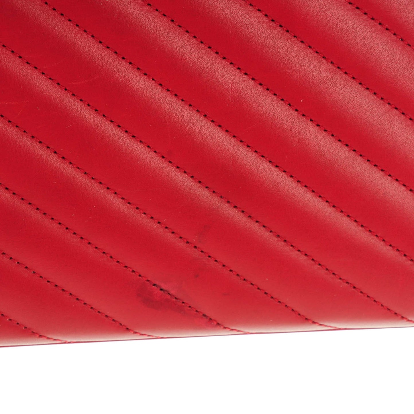Lambskin Matelasse Chevron Large Monogram Satchel Red