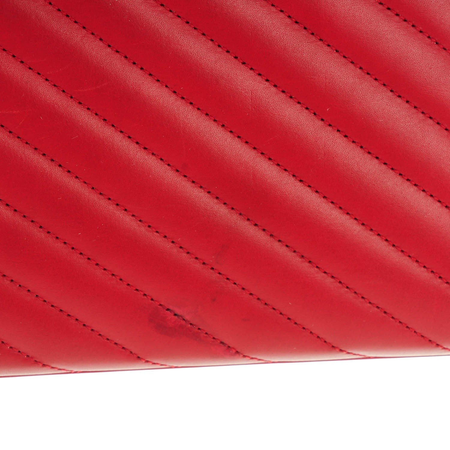 Saint Laurent Lambskin Matelasse Chevron Large Monogram Satchel Red 10 of 12