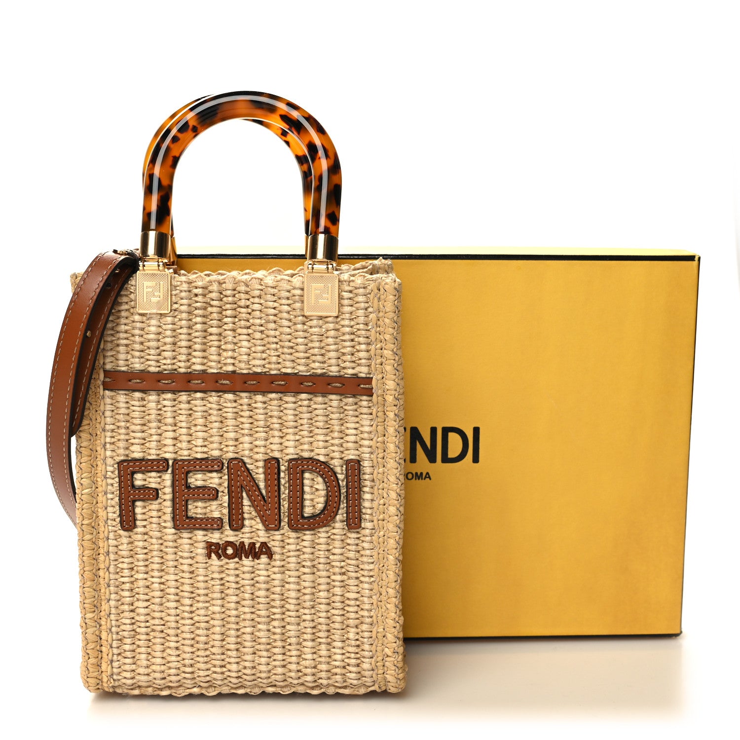 Fendi Paglia Chicco Riso Vitello King Plexiglass Logo Embroidered