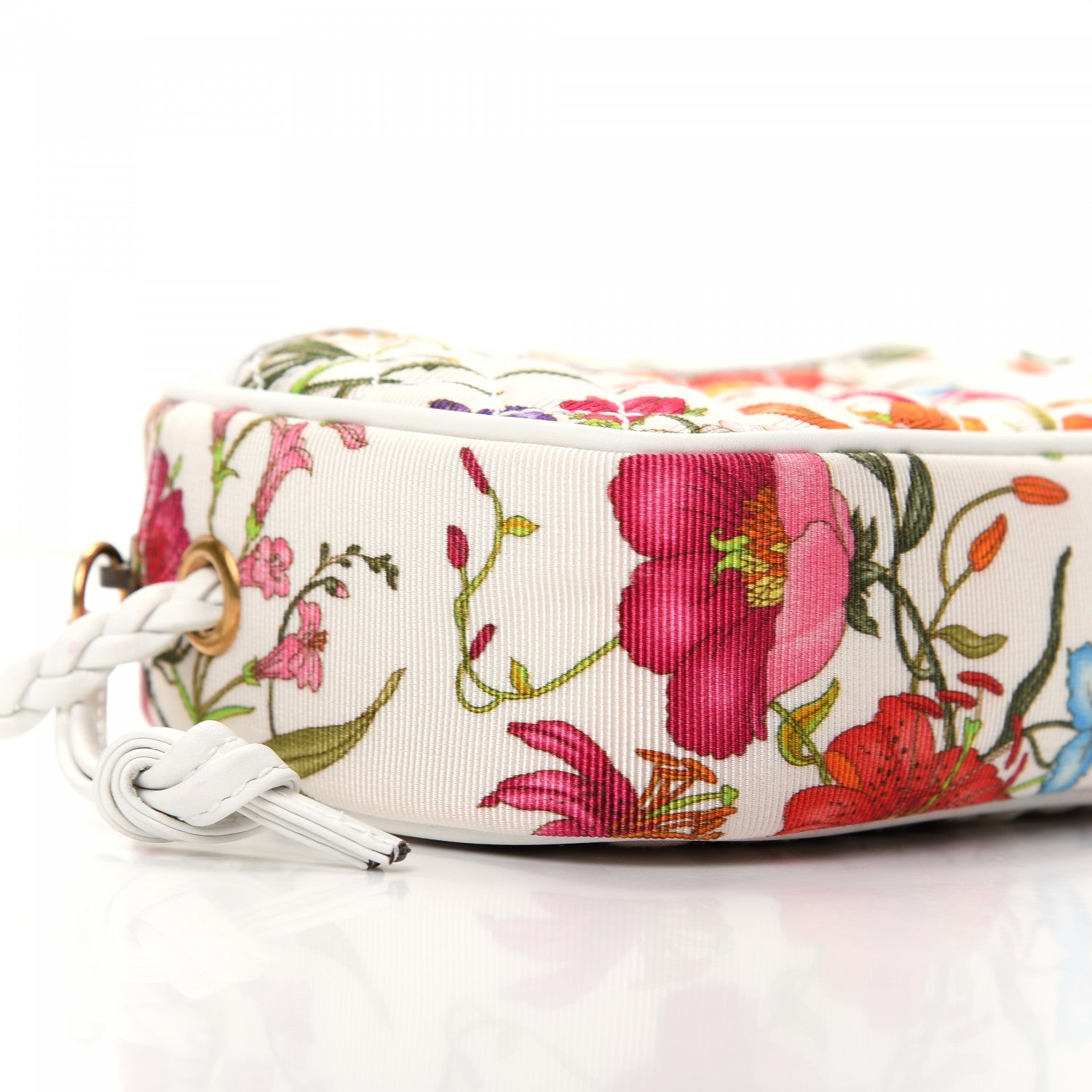 Gucci Canvas Flora Floral Trapuntata Mini Zumi Dome Shoulder Bag White 6 of 10