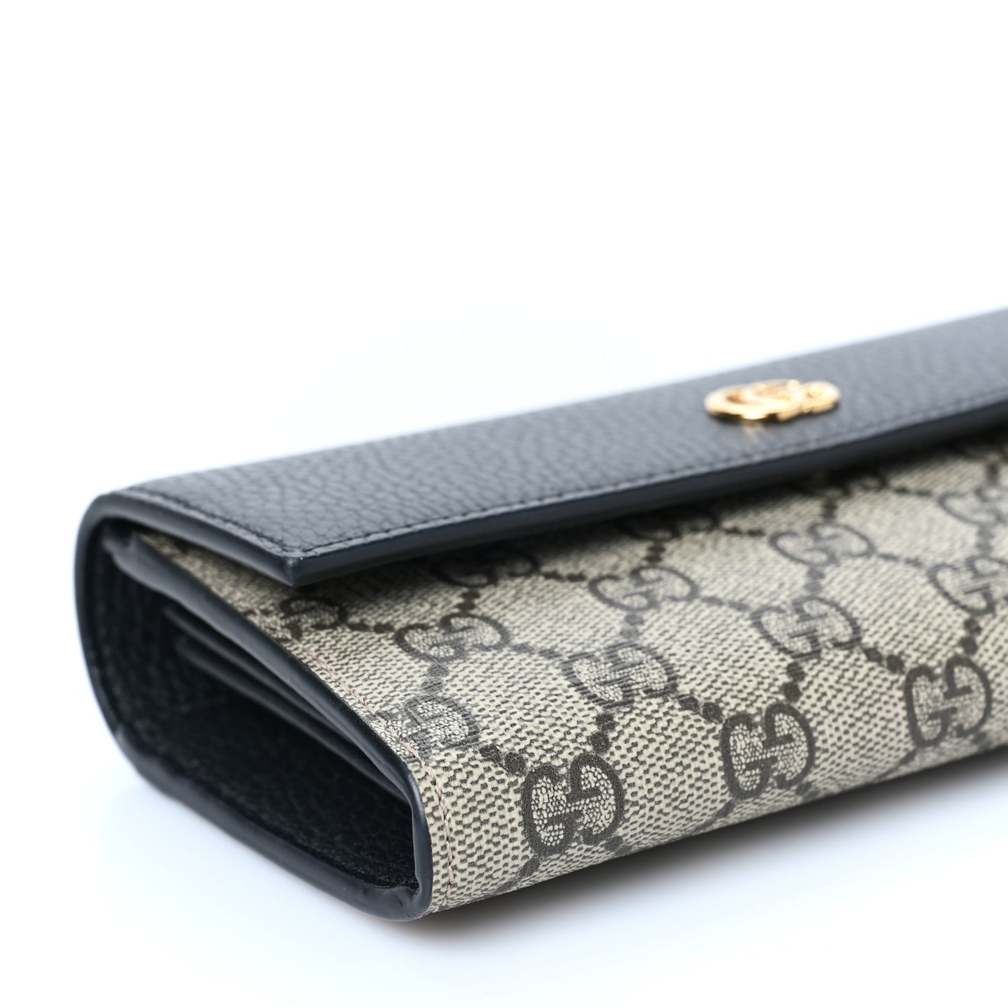 Dollar Calfskin GG Supreme Monogram Petite GG Marmont Wallet Chain Bag Black Beige Ebony
