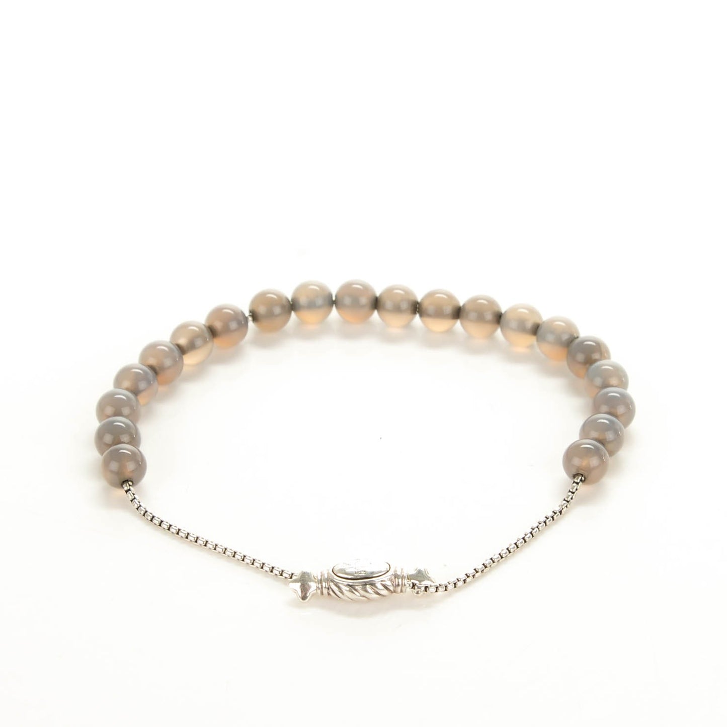 Sterling Silver Moonstone Spiritual Beads 8mm Bracelet Grey