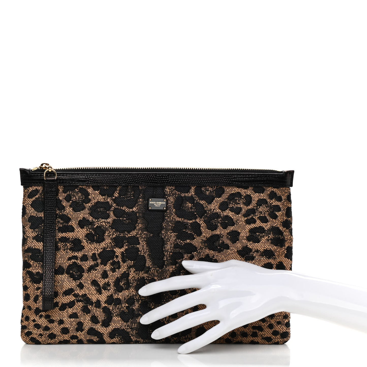 Jacquard Leopard Print Zip Pouch Multicolor
