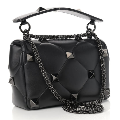 Valentino Garavani Nappa Monochrome Medium Roman Stud Shoulder Bag Black 3 of 8