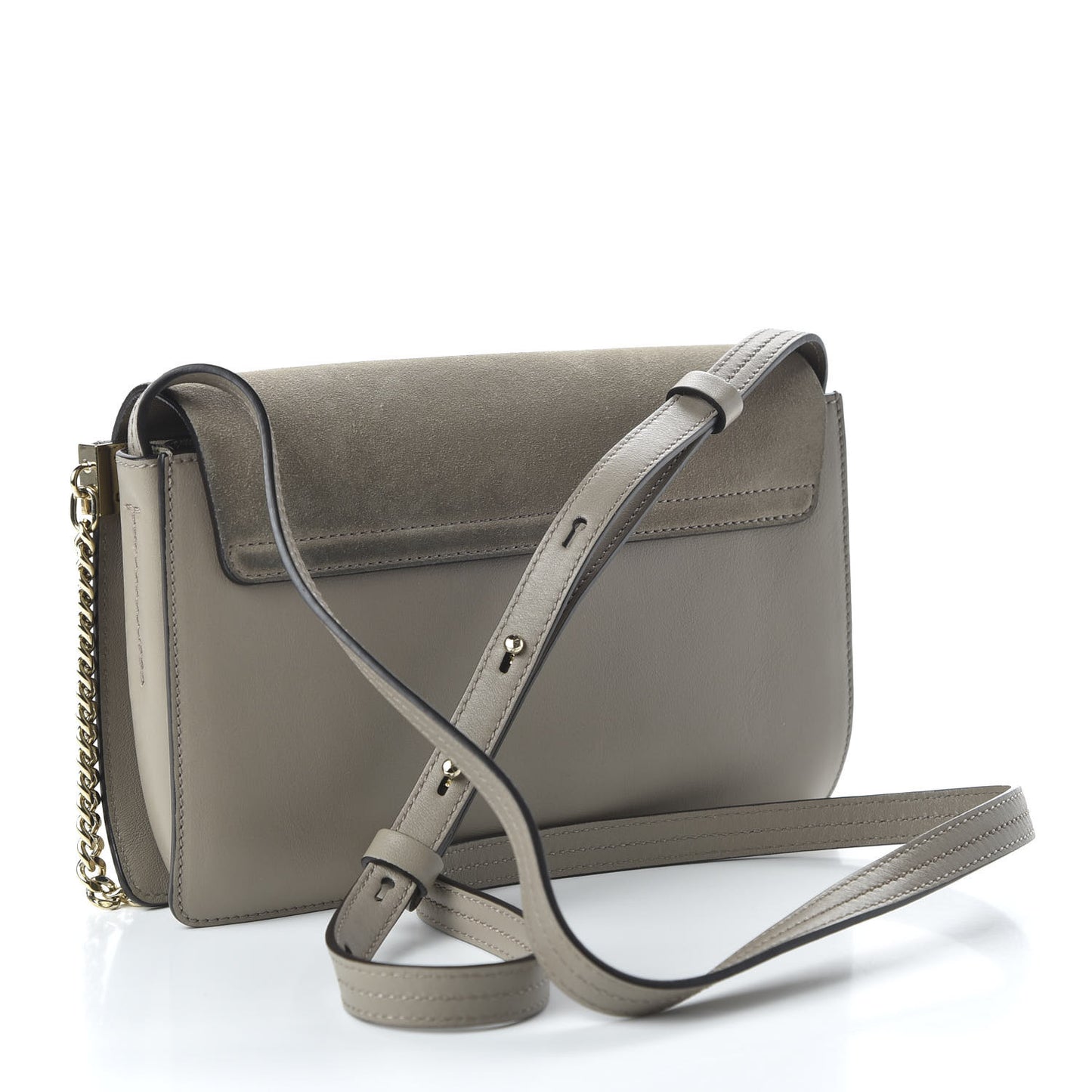 Suede Calfskin Small Faye Shoulder Bag Motty Grey