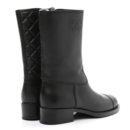 Chanel Calfskin CC Boots 37 Black 4 of 9