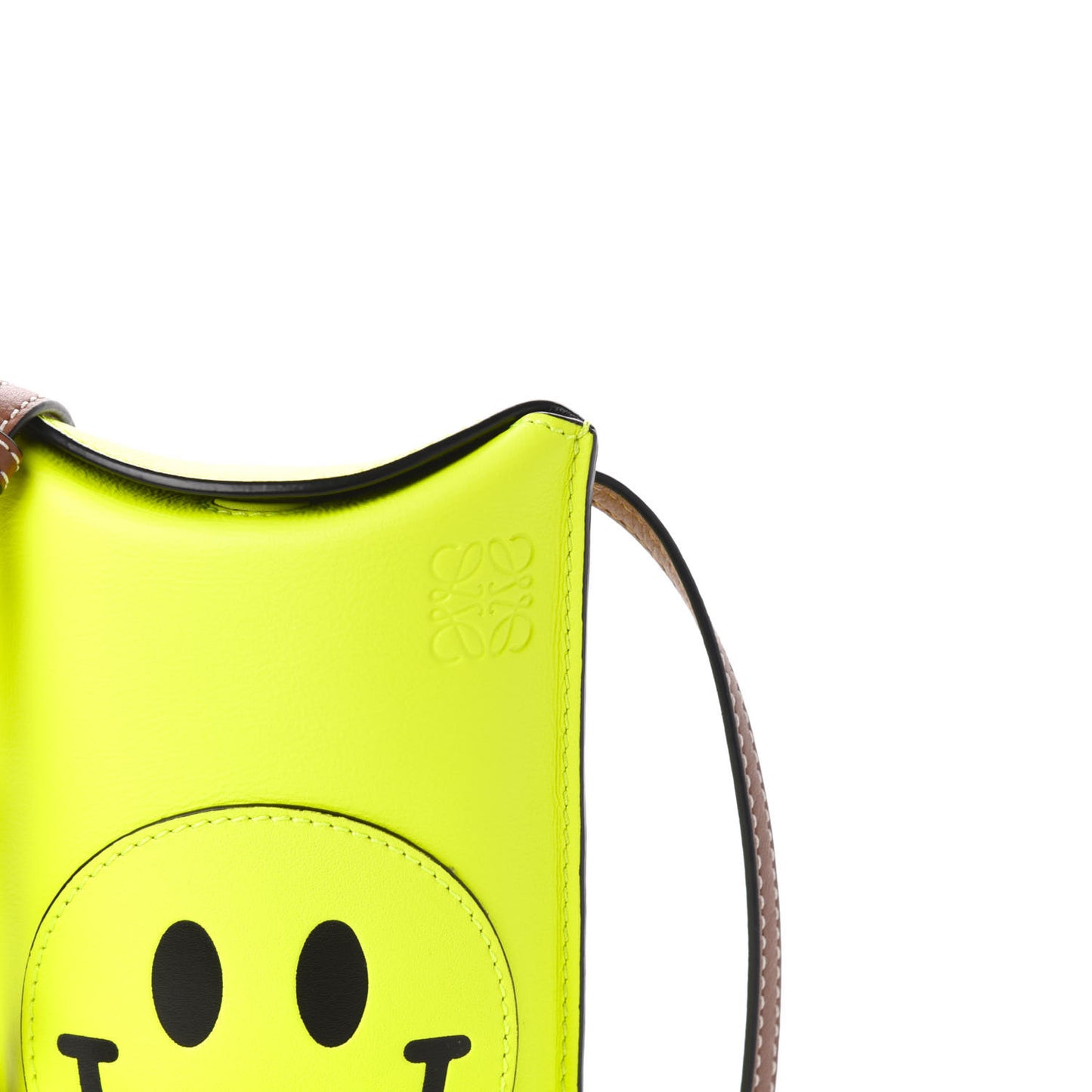 Smooth Calfskin Smiley Face Gate Pocket Neon Yellow